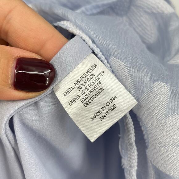 MAJORELLE | Andrea Mini Dress in Powder Blue Floral Jacquard Crystal Belt XS - Picture 12 of 13